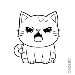 Раскраска Сердитый котик