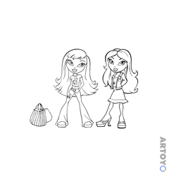 Bratz с подружкой — раскраска для распечатки