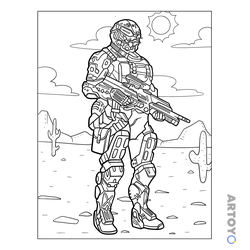 Раскраска Солдат из игры Halo