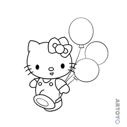 Раскраска Hello Kitty и воздушные шары — А4