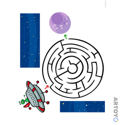 Лабиринты для детей 4-5-6 лет: лабиринт Летающая тарелка