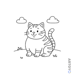 Коты кошки, котят: раскраска Пузатый котик