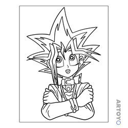 Раскраска Юги Муто из Yu Gi Oh — А4