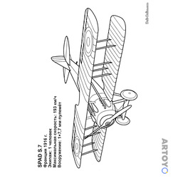 Раскраска Французский истребитель SPAD S7 — А4