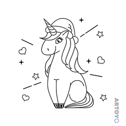 Раскраска Новогодний единорог — А4