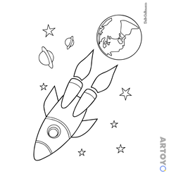 Раскраска Ракета летит с Земли — А4