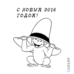 Обезьяны: раскраска Открытка с обезьяной