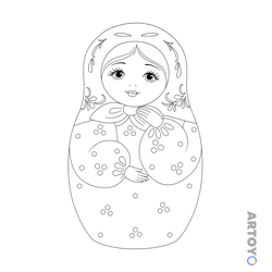 Раскраска Добрая матрёшка — А4