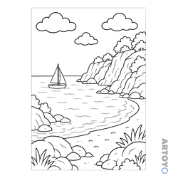 Раскраска Морская бухта — А4