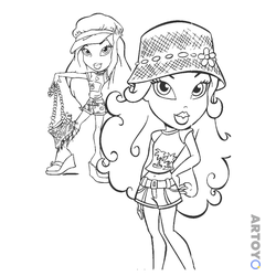 Раскраска Bratz завидует подружке, чёрно-белый контур