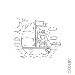 Профессии: раскраска Моряк на корабле